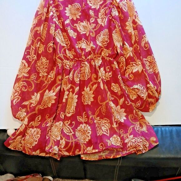 Flying Tomato Red Dress with Belt and a Button Back, Boho, Minimalist or Casual. - Picture 1 of 11